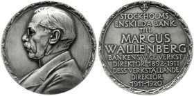 Ausländische Münzen und Medaillen Schweden Gustav V., 1907-1950
Silbermedaille 1928 (Rand) v. E. Lindberg. Dienstjubiläen von Marcus Wallenberg, Ensk...