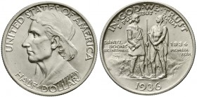 Ausländische Münzen und Medaillen Vereinigte Staaten von Amerika Gedenkmünzen
1/2 Dollar Daniel Boone 1936, Philadelphia. Auflage nur 12012 Ex.
fast...