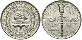 Ausländische Münzen und Medaillen Vereinigte Staaten von Amerika Gedenkmünzen
1/2 Dollar Norfolk, VA 1936, Philadelphia. fast Stempelglanz, selten
