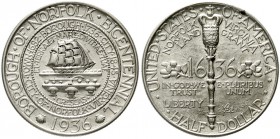 Ausländische Münzen und Medaillen Vereinigte Staaten von Amerika Gedenkmünzen
1/2 Dollar Norfolk, VA 1936, Philadelphia. vorzüglich/Stempelglanz, sel...