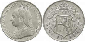 Ausländische Münzen und Medaillen Zypern Britisch, bis 1960
9 Piaster 1901. gutes sehr schön, kl. Randfehler
