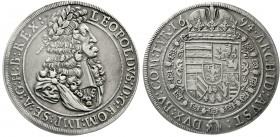 Römisch Deutsches Reich Haus Habsburg Leopold I., 1657-1705
Reichstaler 1694. Hall. Mit Löwenschulter.
gutes sehr schön, schöne Tönung