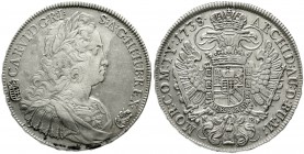Römisch Deutsches Reich Haus Habsburg Karl VI., 1711-1740
Reichstaler 1738 KB, Kremnitz sehr schön/vorzüglich, leicht justiert, selten