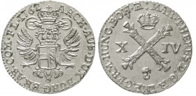 Römisch Deutsches Reich Haus Habsburg Maria Theresia, 1740-1780
14 Liards 1762. Brüssel. gutes vorzüglich, selten