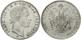 Römisch Deutsches Reich Haus Habsburg Franz Joseph I., 1848-1916
Doppelgulden 1859 B. Kremnitz. sehr schön/vorzüglich