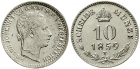 Römisch Deutsches Reich Haus Habsburg Franz Joseph I., 1848-1916
10 Kreuzer 1859 V, Venedig. gutes vorzüglich, leicht berieben, kl. Schrötlingsfehler...