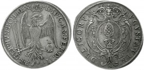 Altdeutsche Münzen und Medaillen Augsburg-Stadt
Reichstaler 1626, Mmz. Hufeisen. mit Titel Ferdinands II. Stadtpyr im Oval/Reichsadler. 29,04 g.
seh...
