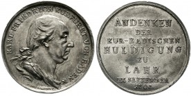 Altdeutsche Münzen und Medaillen Baden-Durlach Karl Friedrich, 1738-1806
Silbermedaille 1803 von J.H. Boltschauser. Kur-Badische Huldigung zu LAHR. 3...