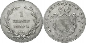 Altdeutsche Münzen und Medaillen Baden-Durlach Carl Ludwig Friedrich, 1811-1818
Kronentaler 1815 D. fast vorzüglich, kl. Schrötlingsfehler, kl. Kratz...