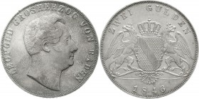 Altdeutsche Münzen und Medaillen Baden-Durlach Leopold, 1830-1852
Doppelgulden 1846. vorzüglich, Randfehler und etwas Patina