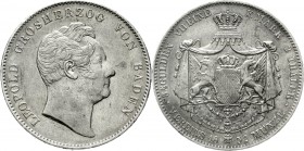 Altdeutsche Münzen und Medaillen Baden-Durlach Leopold, 1830-1852
Doppeltaler 1852. Rand = 8-strahlige Sterne.
sehr schön/vorzüglich, kl. Kratzer
