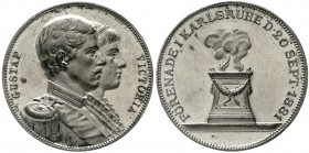 Altdeutsche Münzen und Medaillen Baden-Durlach Friedrich I., 1852-1907
Vers. Kupfermedaille (sign. A.L.) 1881 auf die Vermählung seiner Tochter Victo...