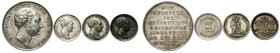 Altdeutsche Münzen und Medaillen Bayern Maximilian IV. (I.) Joseph, 1799-1806-1825
4 Silbermedaillen (davon 3 Miniaturen): 1818 (Verfassung), 1824 (2...