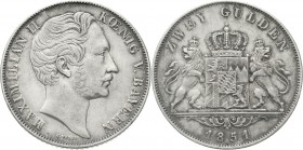 Altdeutsche Münzen und Medaillen Bayern Maximilian II. Joseph, 1848-1864
Doppelgulden 1851. sehr schön/vorzüglich, schöne Tönung