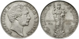 Altdeutsche Münzen und Medaillen Bayern Maximilian II. Joseph, 1848-1864
Doppelgulden 1855. Mariensäule.
vorzüglich/Stempelglanz, winz. Randfehler...