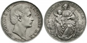Altdeutsche Münzen und Medaillen Bayern Ludwig II., 1864-1886
Madonnentaler 1869. Erstabschlag, feine Patina, kl. Randfehler