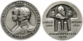 Altdeutsche Münzen und Medaillen Bayern-München, Stadt
Silbermedaille 1910 a.d. Jubiläumsschießen der Zimmerstutzen z. Oktoberfest. Brb. Prinzessin T...