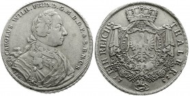 Altdeutsche Münzen und Medaillen Brandenburg-Ansbach Karl Wilhelm Friedrich, 1729-1757
Reichstaler preussisch 1752 E, ISG.
sehr schön, leichte Präge...