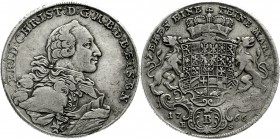 Altdeutsche Münzen und Medaillen Brandenburg-Bayreuth Friedrich Christian, 1763-1769
Konventionstaler 1766 B. sehr schön, winz. Randfehler, leichte P...