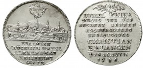 Altdeutsche Münzen und Medaillen Brandenburg-Bayreuth Alexander, 1769-1791
1/6 Taler 1786. 100-Jahrfeier der Erbauung von Neu-Erlangen. 6,66 g.
vorz...