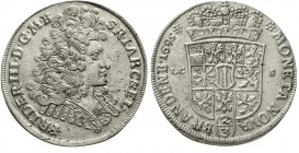 Altdeutsche Münzen und Medaillen Brandenburg/Preußen Friedrich III., 1688-1701
2/3 Taler 1695 LCS Berlin. Brb. durchbricht Legende, Wertangabe in gla...