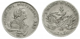 Altdeutsche Münzen und Medaillen Brandenburg/Preußen Friedrich II., 1740-1786
1/2 Taler 1750 A Berlin. sehr schön