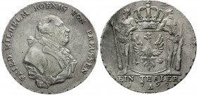 Altdeutsche Münzen und Medaillen Brandenburg/Preußen Friedrich Wilhelm II., 1786-1797
Reichstaler 1797 A. Berlin. sehr schön/vorzüglich