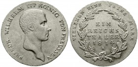 Altdeutsche Münzen und Medaillen Brandenburg/Preußen Friedrich Wilhelm III., 1797-1840
Taler 1814 A, Berlin. sehr schön/vorzüglich