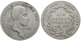 Altdeutsche Münzen und Medaillen Brandenburg/Preußen Friedrich Wilhelm III., 1797-1840
Taler 1815 A. sehr schön