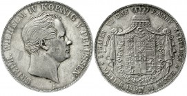 Altdeutsche Münzen und Medaillen Brandenburg/Preußen Friedrich Wilhelm IV., 1840-1861
Vereinsdoppeltaler 1841 A. sehr schön, winz. Randfehler