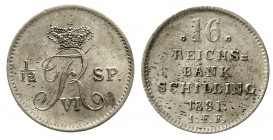 Altdeutsche Münzen und Medaillen Schleswig-Holstein-Königliche Linie Friedrich VI. von Dänemark, 1808-1839
16 Reichsbankschilling 1831 IFF. fast Stem...