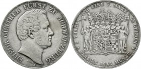 Altdeutsche Münzen und Medaillen Schwarzburg-Sondershausen Günther Friedrich Karl II., 1835-1880
Doppeltaler 1845 A. sehr schön/vorzüglich, schöne Pa...