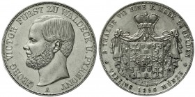 Altdeutsche Münzen und Medaillen Waldeck Georg Victor, 1852-1893
Vereinsdoppeltaler 1856 A. vorzüglich/Stempelglanz, kl. Randfehler