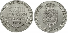 Altdeutsche Münzen und Medaillen Westfalen, Königreich Hieronymus Napoleon, 1807-1813
24 Mariengroschen, 2/3 Taler 1810 B. Var. FUS ohne Punkt.
fast...