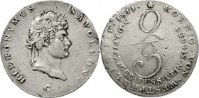 Altdeutsche Münzen und Medaillen Westfalen, Königreich Hieronymus Napoleon, 1807-1813
2/3 Taler 1811 C sehr schön, Kratzer und Randfehler