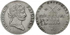 Altdeutsche Münzen und Medaillen Westfalen, Königreich Hieronymus Napoleon, 1807-1813
Konventionstaler 1812 C. gutes sehr schön, justiert