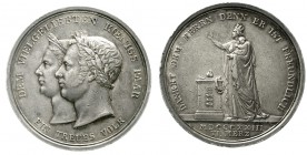 Altdeutsche Münzen und Medaillen Württemberg Wilhelm I., 1816-1864
Silbermedaille 1823 von C. Voigt auf die Geburt des Kronprinzen Karl. Die Köpfe de...