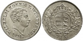 Altdeutsche Münzen und Medaillen Württemberg Wilhelm I., 1816-1864
12 Kreuzer 1824. fast Stempelglanz, Prachtexemplar, selten in dieser Erhaltung