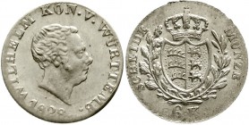 Altdeutsche Münzen und Medaillen Württemberg Wilhelm I., 1816-1864
6 Kreuzer 1828. Seltenes Jahr.
fast Stempelglanz, leichte Prägeschwäche am Rand...