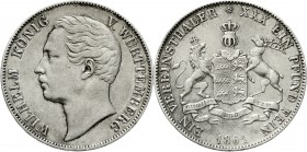 Altdeutsche Münzen und Medaillen Württemberg Wilhelm I., 1816-1864
Vereinstaler 1861. sehr schön