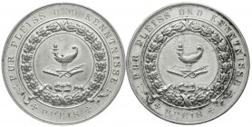 Altdeutsche Münzen und Medaillen Württemberg-Heilbronn
2 Silbermedaillen o.J. Preise der Gewerbeschule Heilbronn. Symbole aus Wissenschaft, Gewerbe u...