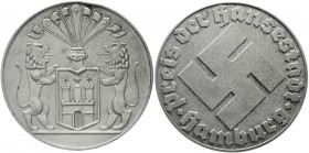 Medaillen Ausstellungen Deutschland Hamburg
Silber-Prämienmedaille o.J. (1941; s. Etui-Deckelkissen!) der Stadt Hamburg. Rassehunde-Ausst. d. Landesv...
