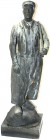 Medaillen Bergbau-Varia
Eisenskulptur eines Bergmannes auf Sockel. Gesamthöhe 57 cm.
grüne Patinierung, Hacke abgebrochen