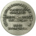 Medaillen Drittes Reich
Zinkmedaille 1940. Kriegswinterhilfswerk Kreis Pforzheim zum Kriegsopfertag. 41 mm.
sehr schön/vorzüglich, etwas korrodiert...
