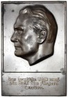 Medaillen Drittes Reich
Bronze-Hohlgussplakette 1935 v. W. Wolff. Kopf Göring n.l. über "das deutsche Volk muß ein Volk von Fiegern werden." 4 Bohrlö...