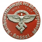 Medaillen Drittes Reich
Eins. teillackierte Weißmetallplakette 1938 a.d. Reichswettkämpfe des NS-Fliegerkorps v. 12.-14. 8. in Kassel. 2 Befestigungs...