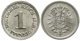 Reichskleinmünzen Kleinmünzen 1 Pfennig, Aluminium 1916-1918
10 X 1918 D. alle prägefrisch/Stempelglanz