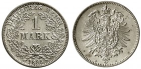 Reichskleinmünzen Kleinmünzen 1 Mark kleiner Adler, Silber 1873-1887
1885 G. fast Stempelglanz, Prachtexemplar
