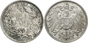 Reichskleinmünzen Kleinmünzen 1 Mark großer Adler, Silber 1891-1916
1902 A Polierte Platte, herrliche Patina, selten