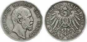 Reichssilbermünzen J. 19-178 Anhalt Friedrich I., 1871-1904
5 Mark 1896 A. sehr schön, Randfehler
